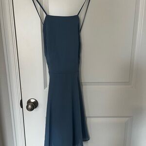 Lulu's Chic Blue Spaghetti Strap Mini Dress
